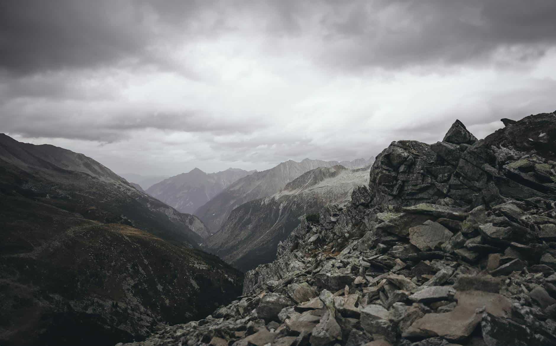 barren rocks in valley